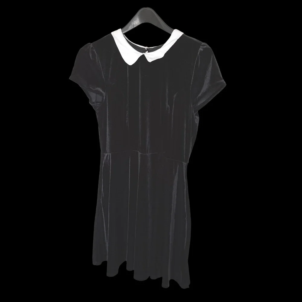 black skater dress with collar Kids Girls Black Skater Dress Peter Pan Collar Long Sleeves Flared